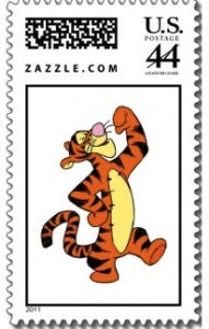 Tigger enjoying a walk postage stamp