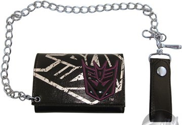 Transformers Decepticon Foil Symbol Leather Tri-Fold Wallet with Chain