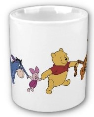 Eeyore, piglet, winnie and tigger all on one mug
