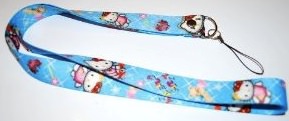 wear your keys and badges on your blue hello kitty lanyard