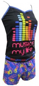 Glee Music is My Life Black and Purple Cami/Short Set for women