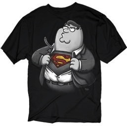 Peter thinks he is superman and the picture is on this tshirt