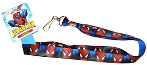 A blue Spiderman lanyard that is handy and cool