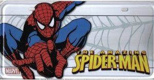 Spiderman fans will love this License plate with Spider-Man on it