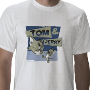 Tom and Jerry t-shirt where jerry get scared by tom the cat