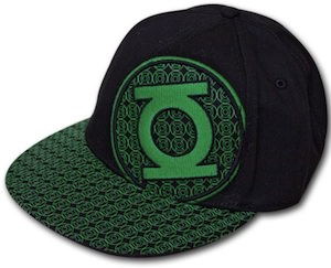 Green Lantern adult baseball cap with loads of Green Lantern logo's