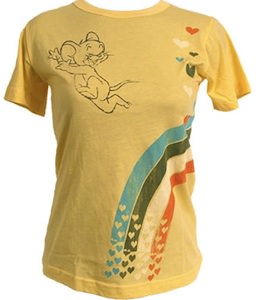 Tom and Jerry in a chase with hearts and rainbow all on one vintage t-shirt