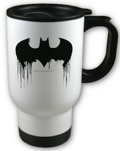 Batman Spray paint travel mug with dripping wet paint