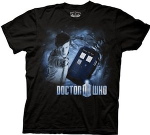 Doctor Who and the Tardis on this Space Vortex t-shirt
