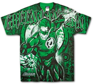 jumbo print t-shirt in Green with the green lantern on it