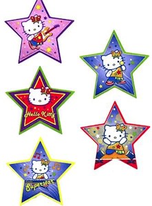 Glitter Hello Kitty Stickers that are star shaped