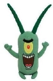 ty beanie baby of Sheldon J. Plankton the bad guy from the spongebob cartoons