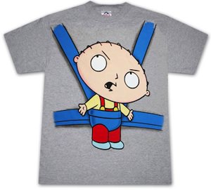 Family Guy T-Shirt with Stewie in a baby sling printed on it