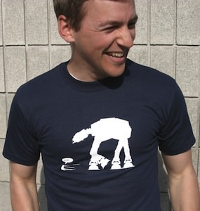 Star Wars R2D2 on the run for At-AT on this funny t-shirt