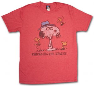 Snoopy Stache Red T-Shirt