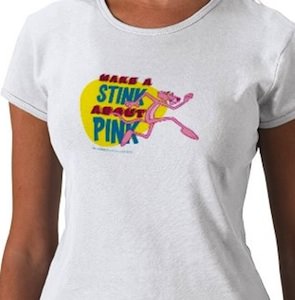 Pink Panther make a stink about pink t-shirt