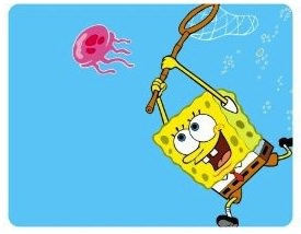 Spongebob Catching jellyfish mousepad