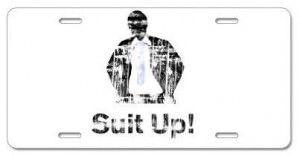 Suit Up License Plate