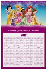 Disney princess calendar 2012