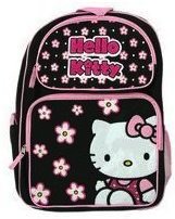 Hello Kitty black backpack with pink flowers