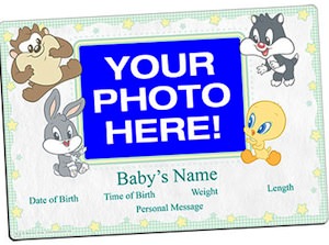 Looney Tunes baby anouncement greetingcard magnet