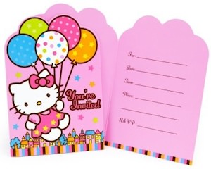 Hello Kitty Balloon dreams birthday invitations
