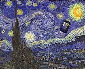 Doctor Who Painting of a traveling Tardis