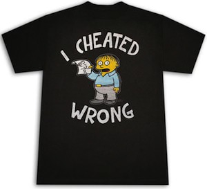 Ralph Wigum i cheated wrong t-shirt from the simpsons