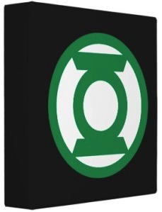 Avery school binder with the Green Lantern logo