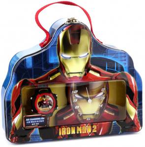 Marvel Comics Iron Man Clock and Watch Set