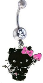 Hello Kitty Black Devil Dangle Belly Ring