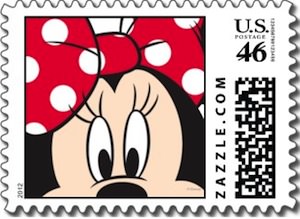 Red And White Minnie Mouse Postage Stamp