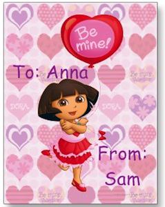 Dora Be Mine Valentine's postCard