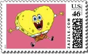 Spongebob Heart Postage Stamp