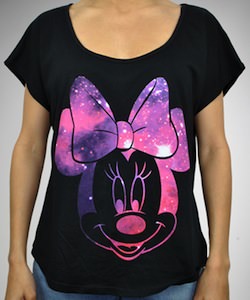 Disney Galaxy Minnie Mouse Junior Fitted Scoop Neck Tee